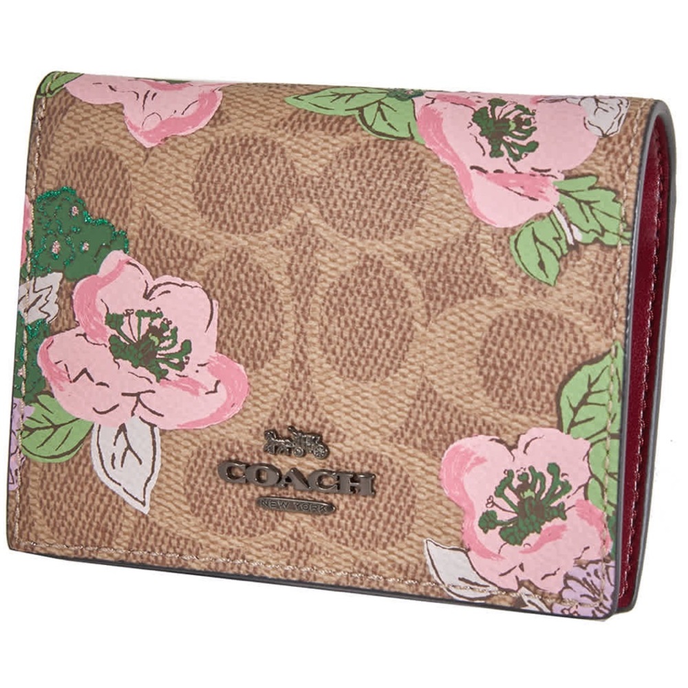 Coach Signature Canvas Small Wallet Blossom Print
